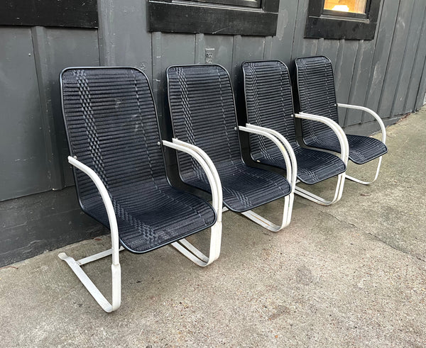 Lloyd Loom Black Wicker Cantilever Chairs Set Of 4