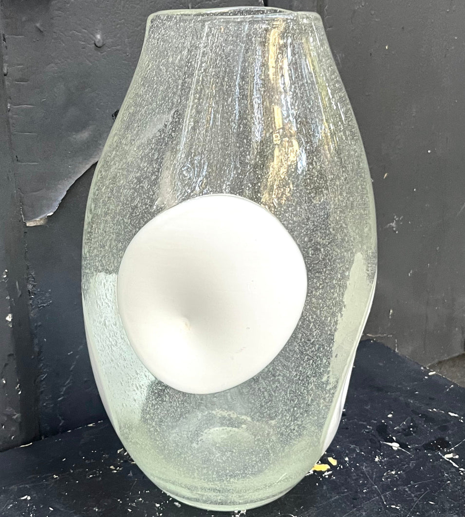 1960s White Dot hand-blown Glass Vase