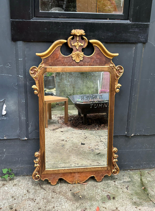 La Barge Burlwood Gilt-Frame Vertical Mirror