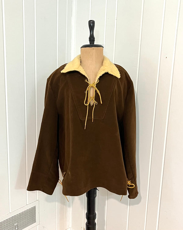 Roos Atkins Suede Shearling-Lined Pullover Jacket