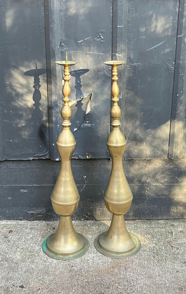Large Brass Floor Candle Stands