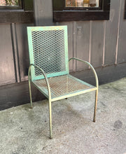 Load image into Gallery viewer, midcentury patio chair / 1940s Extra-large Green Wrought Iron Patio Chair