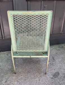 midcentury patio chair / 1940s Extra-large Green Wrought Iron Patio Chair