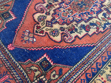 Load image into Gallery viewer, Navys / Rust / Tans Antique Wool Rug 4x6