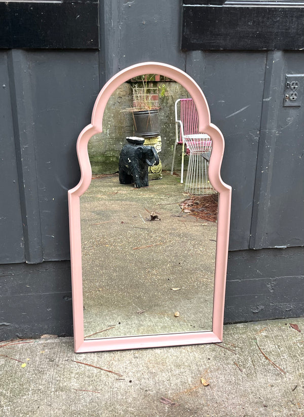 Pink Arched Wood-Frame Mirror