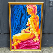 Load image into Gallery viewer, Vintage Nude Painting / 1970s Pink &amp; Orange Profile Nude with Braid Painting
