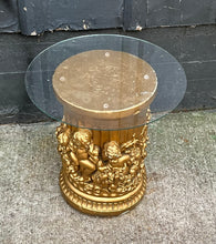 Load image into Gallery viewer, Hollywood Regency Side Table / Gilt Cherub Column Side Table