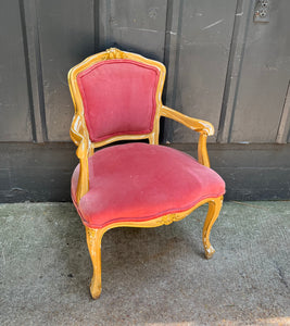 Vintage Bergere Chair / Petite Pink Velvet Bergere Chair