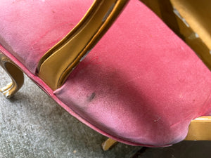 Vintage Bergere Chair / Petite Pink Velvet Bergere Chair