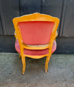 Vintage Bergere Chair / Petite Pink Velvet Bergere Chair