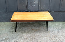 Load image into Gallery viewer, midcentury wood coffee table / 1950s Solid Wood / Metal Tapered-leg Coffee Table