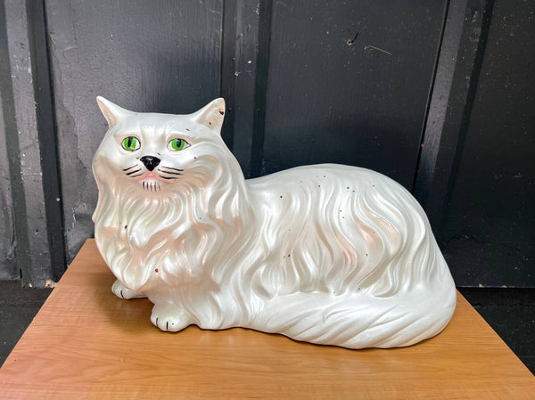 Large White Ceramic Cat