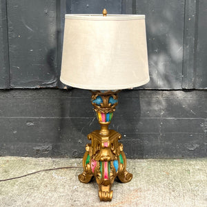 Marie Antoinette Lamp / French-style Giltwood 3-Light Lamp