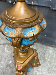 Marie Antoinette Lamp / French-style Giltwood 3-Light Lamp