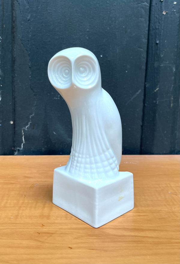 Royal Dux Czech White Ceramic Owl Figurine