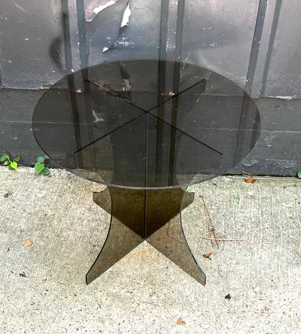 1970s Smoky Grey All-Glass Coffee Table