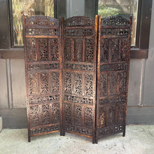Load image into Gallery viewer, Carved Wood Folding Screen / Indonesian-style Elephant Room Divider