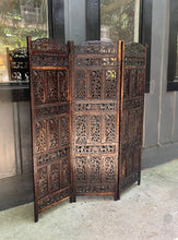 Load image into Gallery viewer, Carved Wood Folding Screen / Indonesian-style Elephant Room Divider