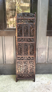 Carved Wood Folding Screen / Indonesian-style Elephant Room Divider