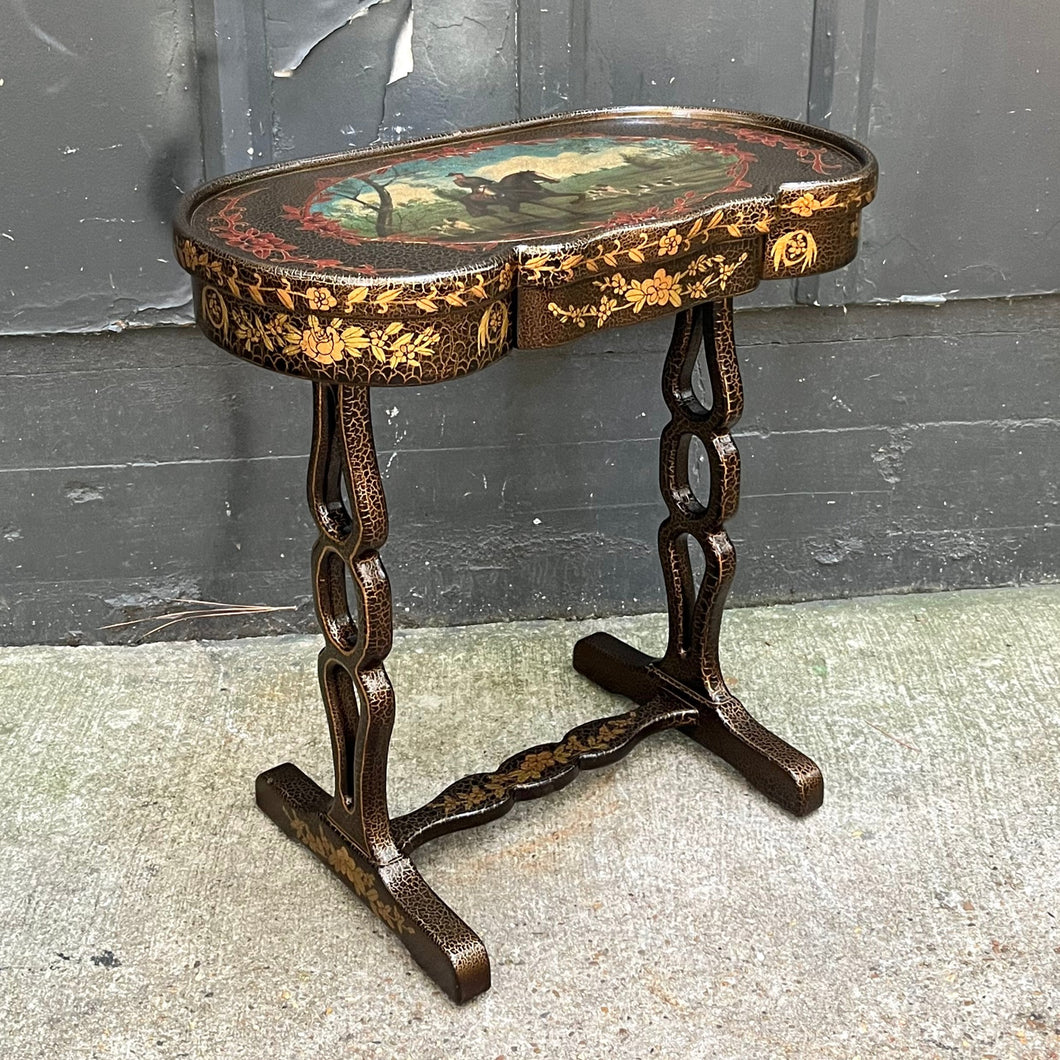 Maitland-Smith Style Painted Side Table with Drawer