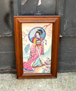 Needlepoint Chinese Girl with Parasol