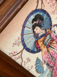 Needlepoint Chinese Girl with Parasol