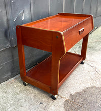 Load image into Gallery viewer, Danish-style 2-tier Wood Cart with Drawer