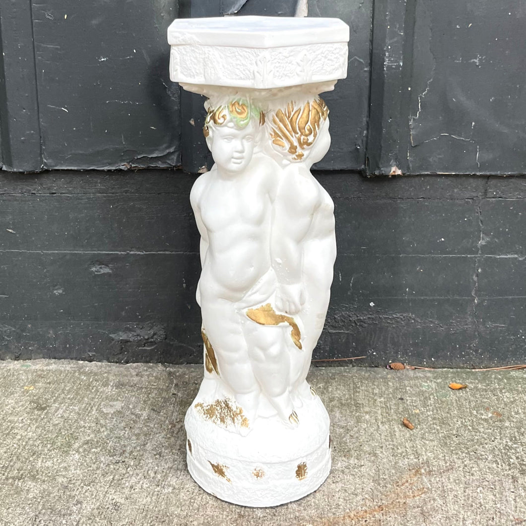 White / Gold Plaster Cherub Column
