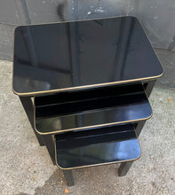 Load image into Gallery viewer, Postmodern Black / Gold Lacquered Nesting Tables