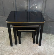 Load image into Gallery viewer, Postmodern Black / Gold Lacquered Nesting Tables