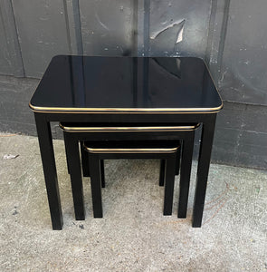 Postmodern Black / Gold Lacquered Nesting Tables