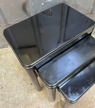 Load image into Gallery viewer, Powell Black Postmodern Nesting Tables - 1980s Lacquered Nesting Tables Set of 3