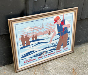 Framed Lithograph Poster / 1984 Fishing Rodeo Serigraph Print