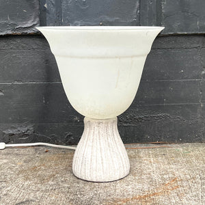 Postmodern Torchere Lamp / Large 90s Art Deco Frosted Glass Torchiere Table Lamp