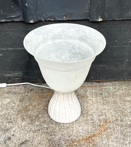 Postmodern Torchere Lamp / Large 90s Art Deco Frosted Glass Torchiere Table Lamp